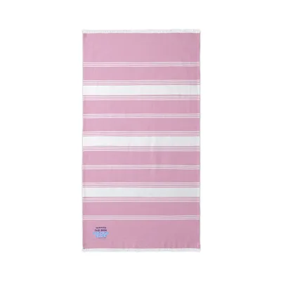 Beach Throw (Embroidery) in Awareness Pink/ White