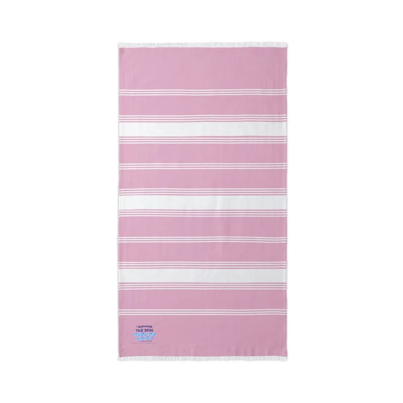Beach Throw (Embroidery) in Awareness Pink/ White