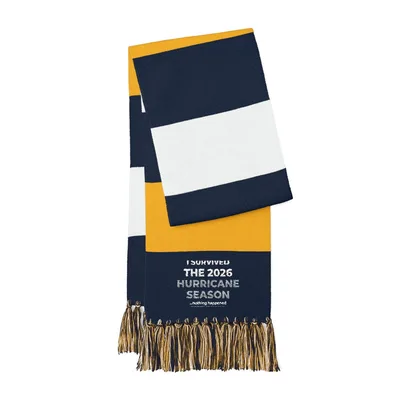 Spectator Scarf (Embroidery) in True Navy/ Gold/ White