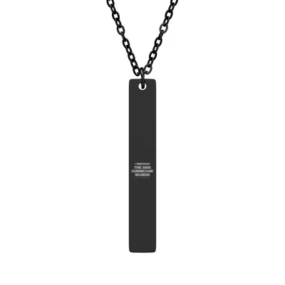 Vertical Bar Necklace (Engraving) in Black PVD coating