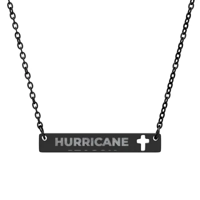 Cutout Cross Bar Necklace (Engraving) in Black PVD coating