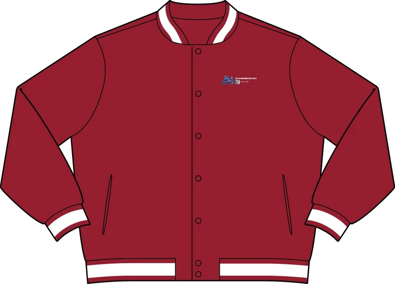 Insulated Varsity Jacket in Deep Red