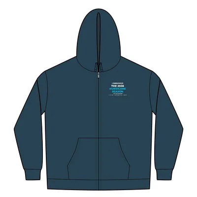 Unisex Full-Zip Hooded Sweatshirt in Washed Navy