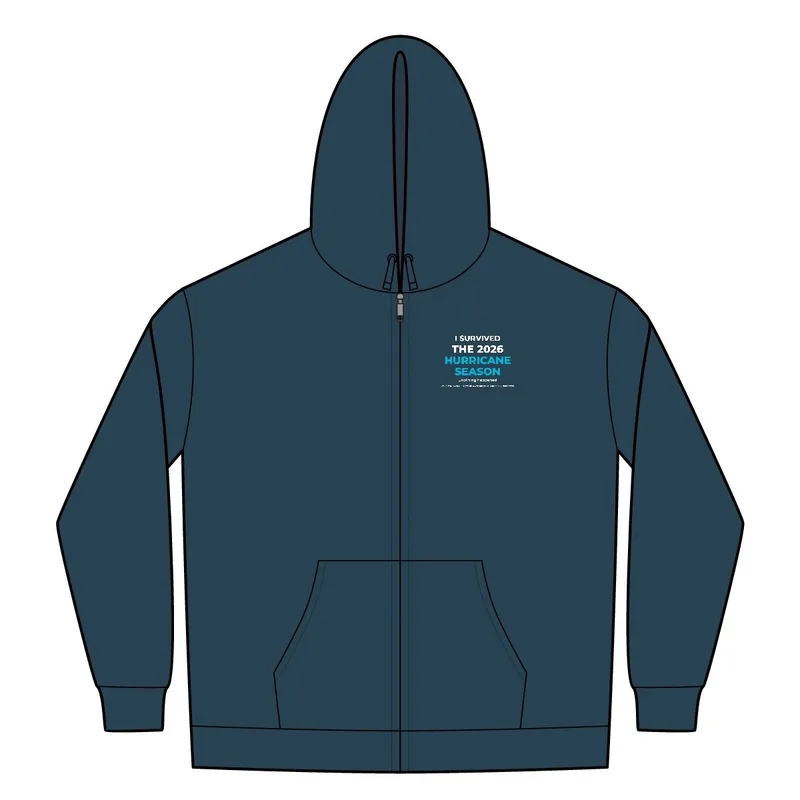 Unisex Full-Zip Hooded Sweatshirt in Washed Navy