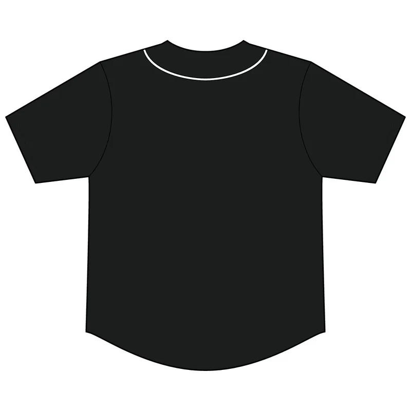 Short Sleeve Full-Button Baseball Top in Black