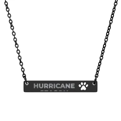 Cutout Paw Bar Necklace (Engraving) in Black PVD coating