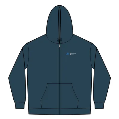 Unisex Full-Zip Hooded Sweatshirt in Washed Navy