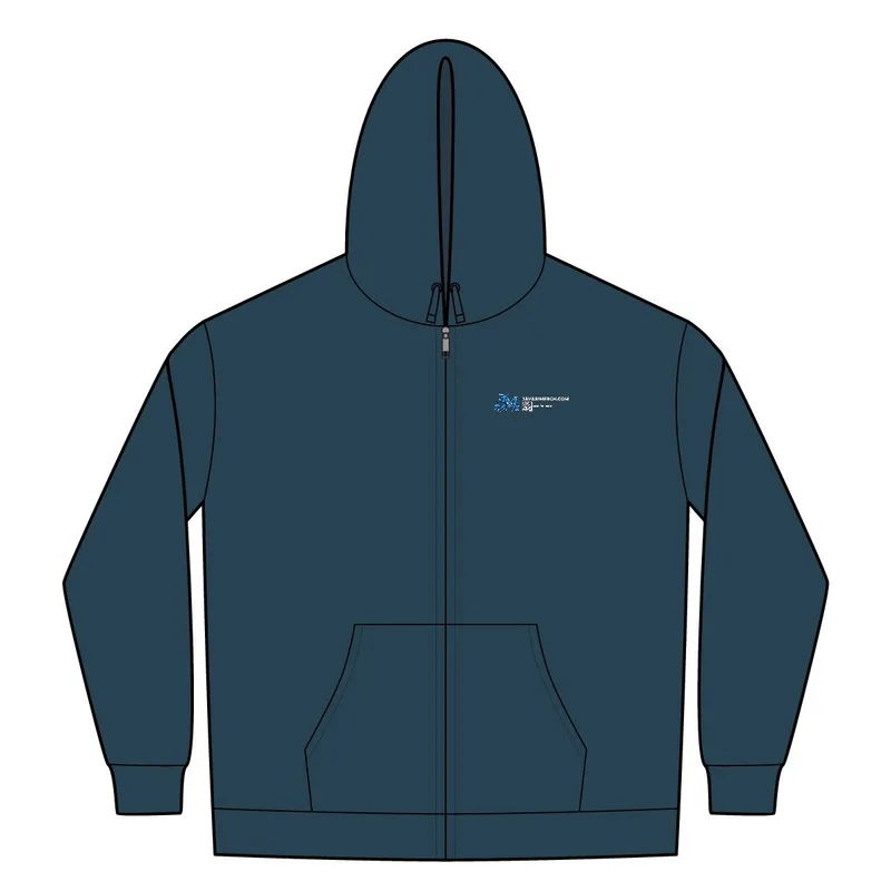 Unisex Full-Zip Hooded Sweatshirt in Washed Navy