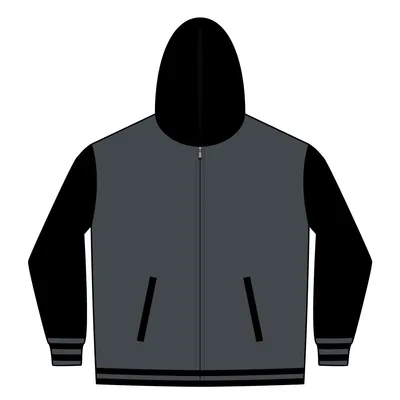 Unisex Heavyweight Varsity Full-Zip Hooded Sweatshirt in Charcoal Heather/ Black