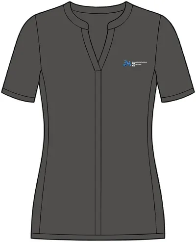 Women's Stretch Heather Open Neck Top in Black/ Thunder Grey