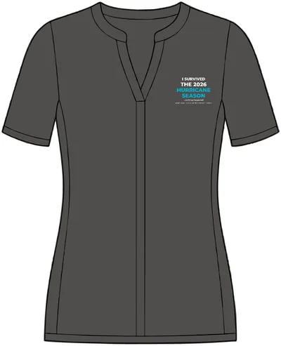 Women's Stretch Heather Open Neck Top in Black/ Thunder Grey