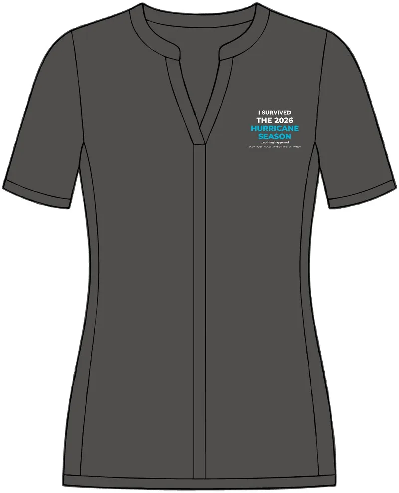 Women's Stretch Heather Open Neck Top in Black/ Thunder Grey