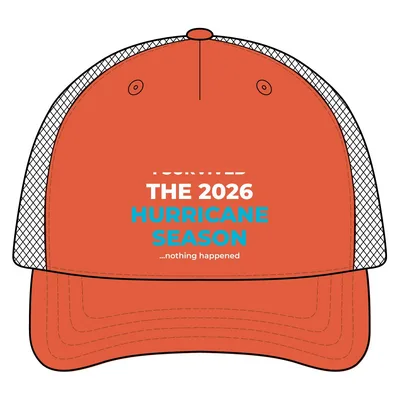 Printed Five-Panel Trucker Cap in Ranges Grey/ Dark Orange