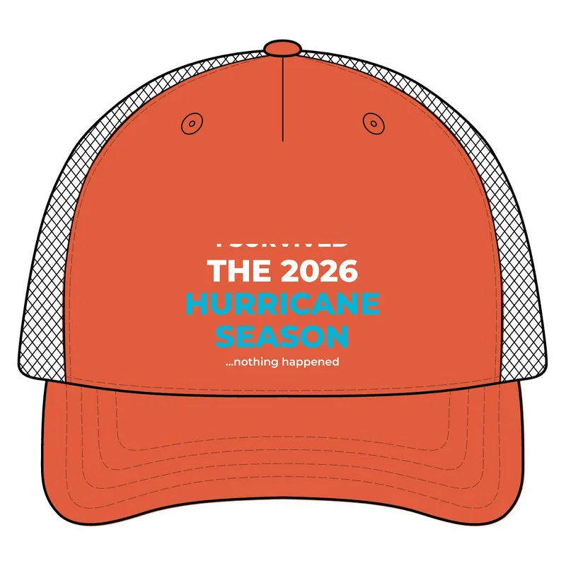 Printed Five-Panel Trucker Cap in Ranges Grey/ Dark Orange