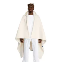 Hooded Sherpa Fleece Blanket — Cream · One size