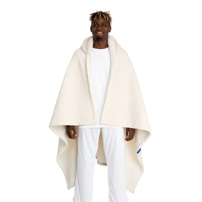 Hooded Sherpa Fleece Blanket in Cream