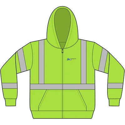 Unisex Hi-Vis Full-Zip Hooded Sweatshirt in Lime