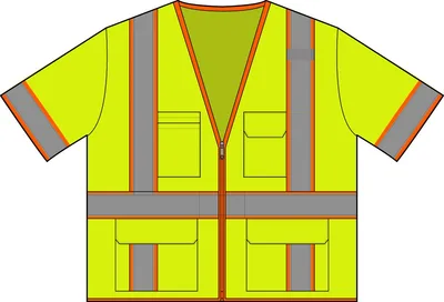 ANSI 107 Class 3 Surveyor Mesh Zippered Two-Tone Short Sleeve Vest in Safety Yellow