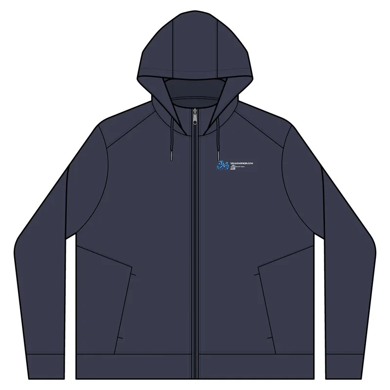 Smooth Fleece Hooded Jacket in River Blue Navy
