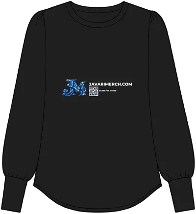 Women's Stretch Jersey Long Sleeve Blouson Top in Deep Black