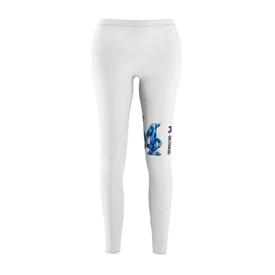 Women's Cut & Sew Casual Leggings (AOP) in White stitching