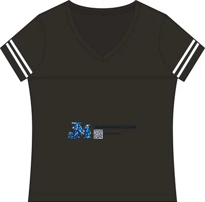 Women's Football V-Neck Fine Jersey Tee in Vintage Smoke/ White