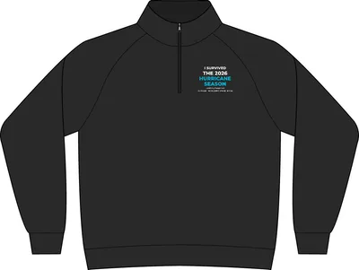Vertical Texture 1/4-Zip Pullover in Black/ Iron Grey