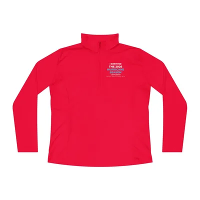 Ladies Quarter-Zip Pullover in True Red