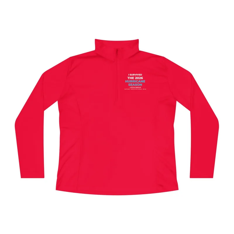 Ladies Quarter-Zip Pullover in True Red