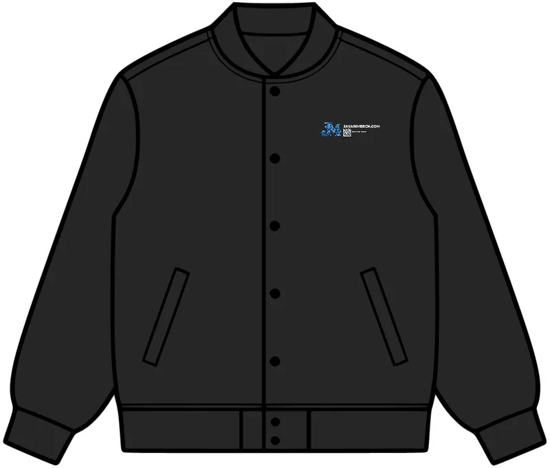 College Bomber Jacket in Black
