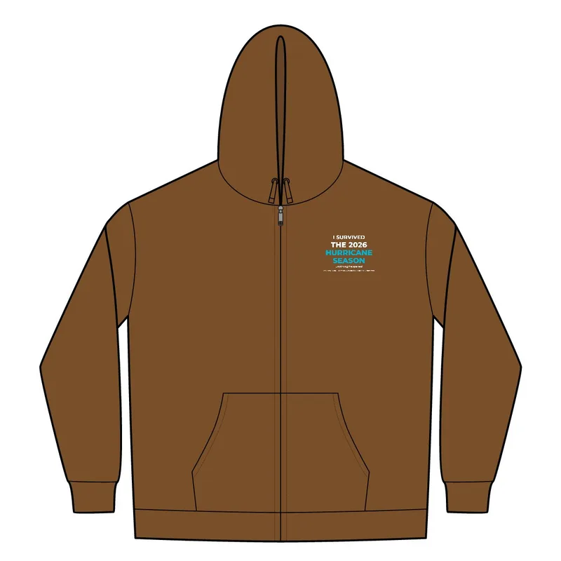 Heavyweight Full-Zip Hooded Sweatshirt with Thermal Lining in Duck Brown