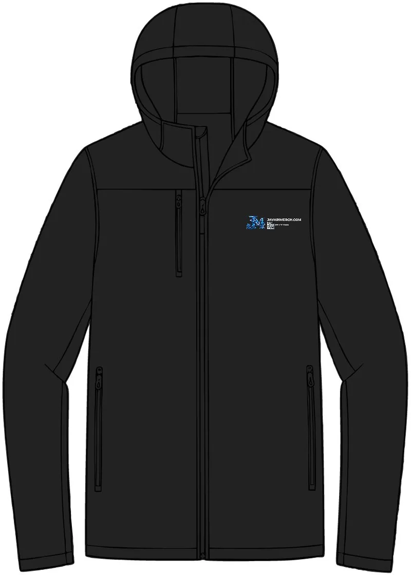 Hooded Core Soft Shell Jacket in Black/ Battleship Grey