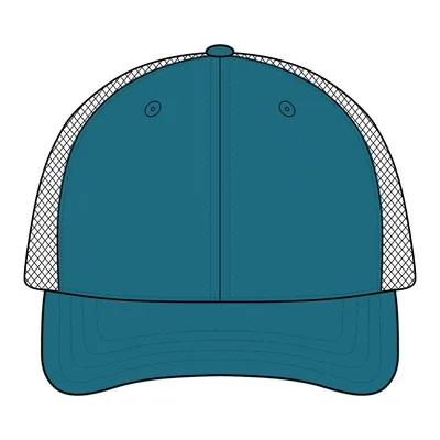 Rogue Wide Set Mesh Cap in Teal/ Orange
