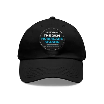Dad Hat with Leather Patch (Round) in Black / Black patch