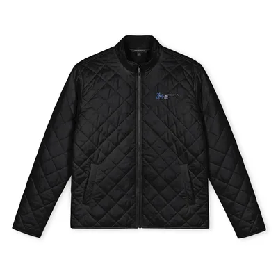 Men's Quilted Full-Zip Jacket (Embroidery) in Deep Black