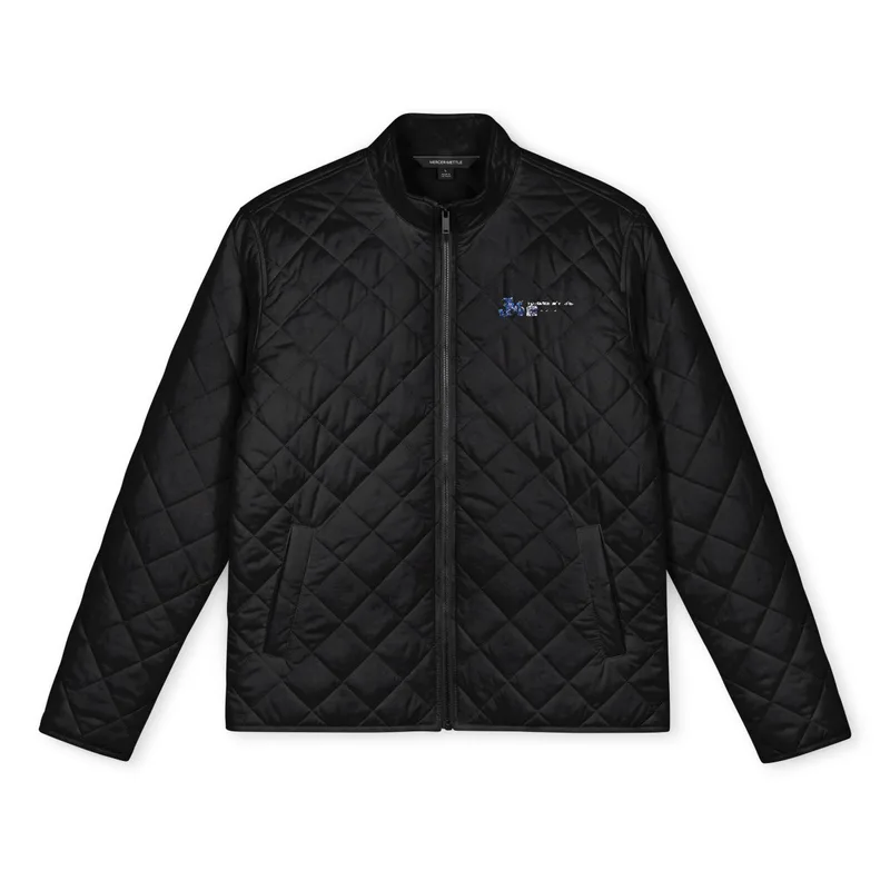 Men's Quilted Full-Zip Jacket (Embroidery) in Deep Black
