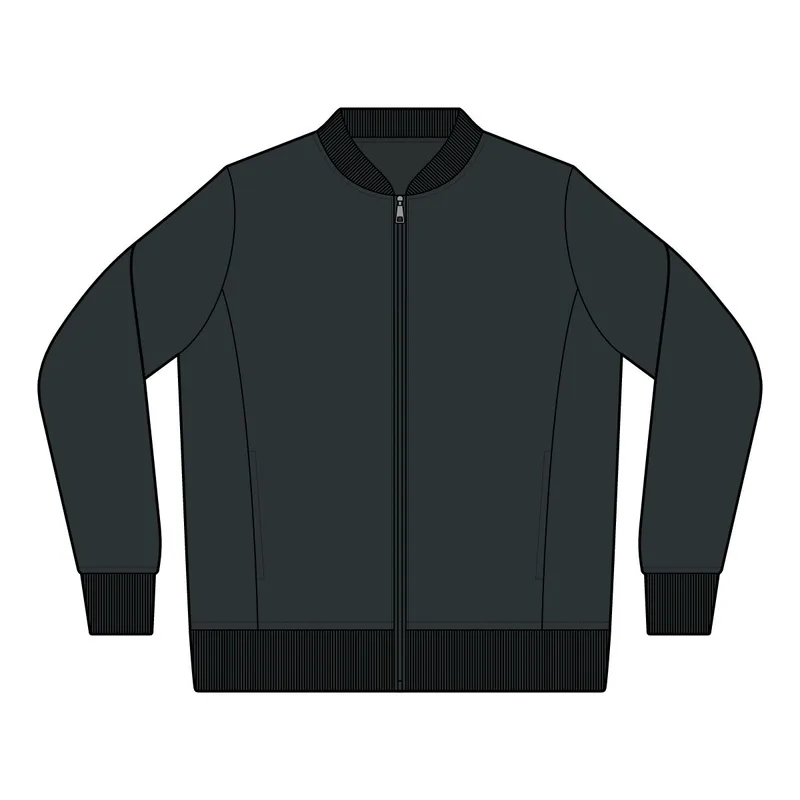 Lightweight French Terry Bomber in Heather Black