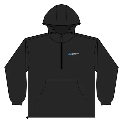 Unisex Lightweight Quarter-Zip Windbreaker Pullover Jacket in Black