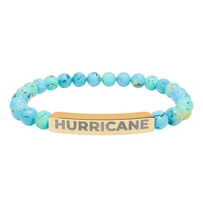 Natural Stone Stretch Bar Bracelet (Engraving) in 18K Gold PVD coating