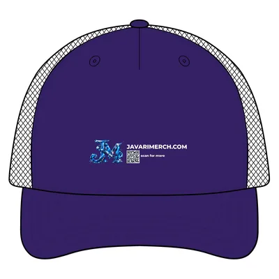Printed Five-Panel Trucker Cap in Purple Ranges/ Lavendar Sophia G