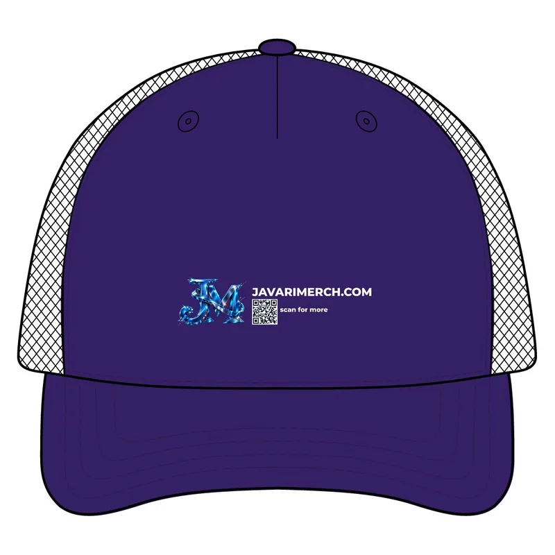 Printed Five-Panel Trucker Cap in Purple Ranges/ Lavendar Sophia G