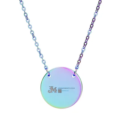 Circle Necklace (Engraving) in Rainbow PVD coating
