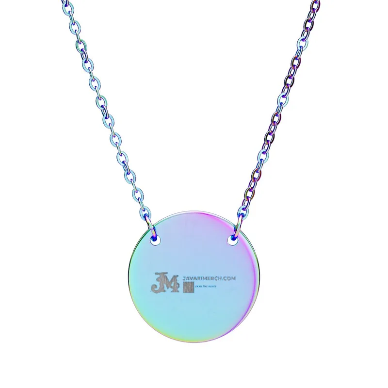Circle Necklace (Engraving) in Rainbow PVD coating
