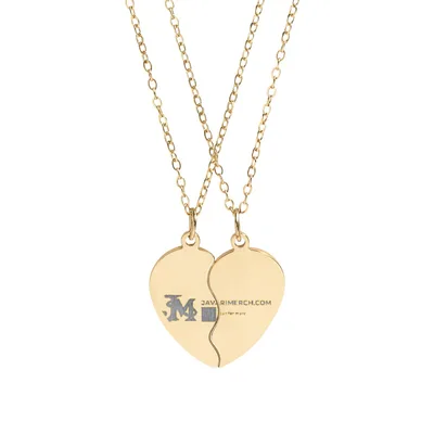 Break Apart Heart Necklace Set (Engraving) in 18K Gold PVD coating