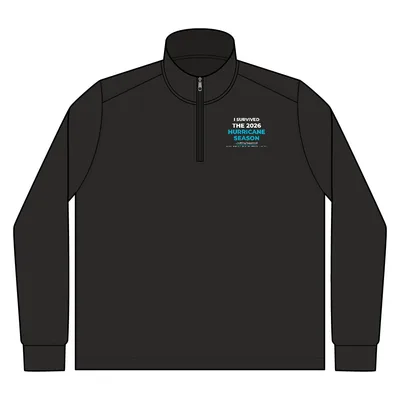Slub Fleece 1/4-Zip Pullover in Black