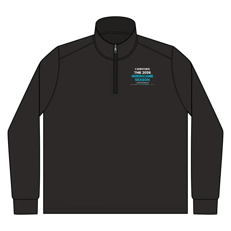Slub Fleece 1/4-Zip Pullover in Black
