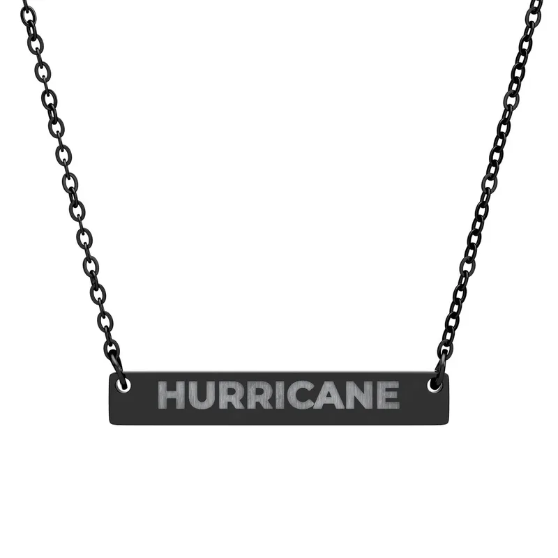 Horizontal Bar Necklace (Engraving) in Black PVD coating