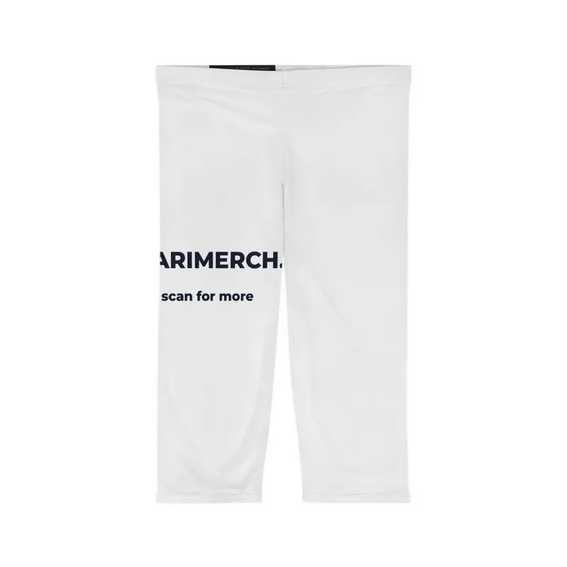 Women’s Capri Leggings (AOP) in White stitching