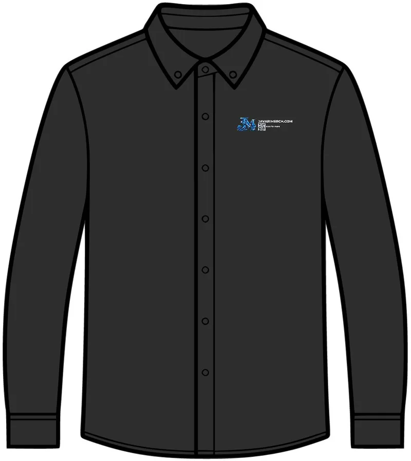 Stretch Jersey Long Sleeve Shirt in Deep Black