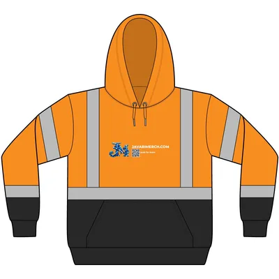 ANSI 107 Class 3 Heavy-Duty Fleece Pullover Hoodie in Safety Orange